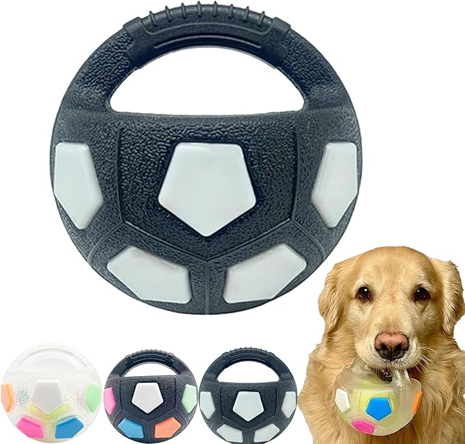 TPR Dog Soccer Ball, Animal Dog Toys Soccer Ball TPR Interactive Cat Balls, Dogs Calming Balls with Handle, Toys Indestructible for Aggressive Chewers, Squeaky Floating for Dogs