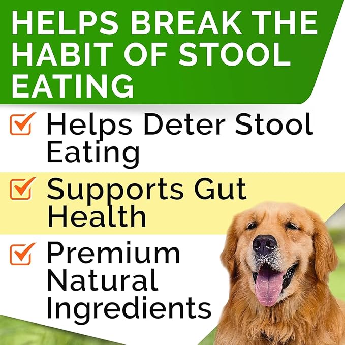 STRELLALAB No Poo Chews for Dogs - Coprophagia & Stool Eating Deterrent with Probiotics, Digestive Enzymes & Breath Aid Support - Stop Dog Poop Eating - Made in the USA - 120 Soft Chews