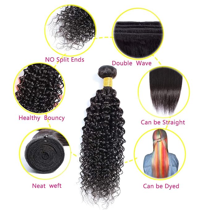 Selina 14Inch Kinky Curly Bundles Human Hair Unprocessed Remy Hair Extensions Brazilian Virgin Human Hair 100 Gram/Bundle Natural Color (14Inch,Curly)