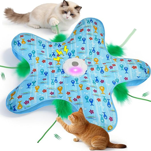 Duckart Interactive Cat Toy - Hide and Seek Automatic Cat Toy with Birdcall, Rechargeable & 3 Speeds, Auto Sleep/Wake Mode Kitten Toys, Safe ABS Material Cat Toys for Bored Indoor Adult Cats