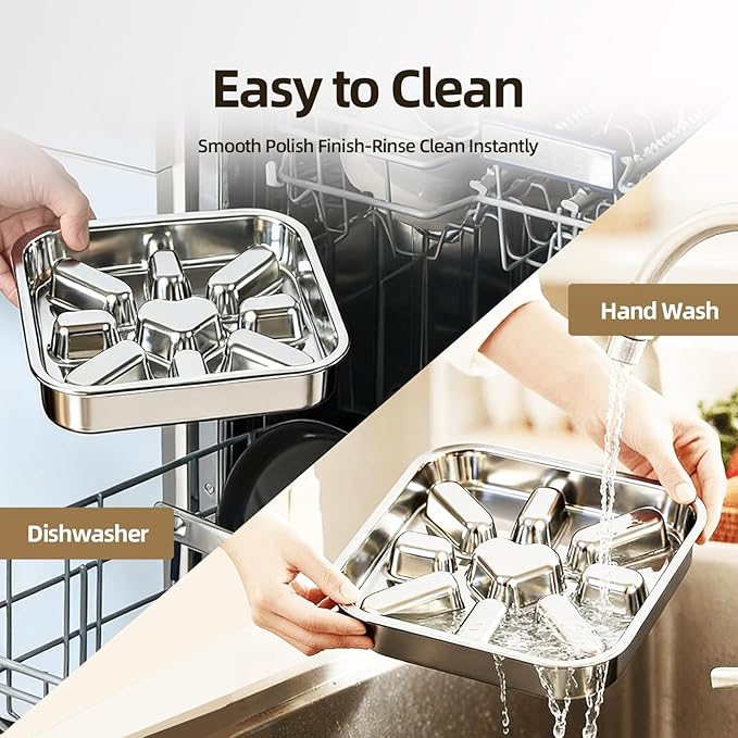 Stainless Steel Slow Feeder Dog Bowls Large & Medium Breed 3 Cups, Food Grade 304, Non-Slip Base, Deep Ridges to Slow Eating, Metal Slow Feeder Dog Bowls, Dishwasher & Chew-Proof & Rustproof