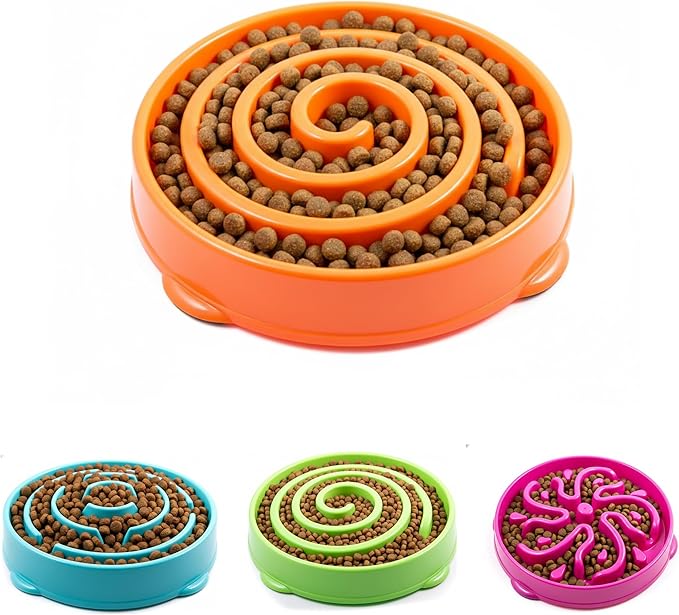 Slow Feeder Dog Bowl for Small, Medium & Large Dogs – Anti-Gulping Puzzle Maze Bowl, Non-Slip Slow Eating Dog Dish, Prevents Bloat & Improves Digestion, Interactive Pet Feeder (Orange, Small)