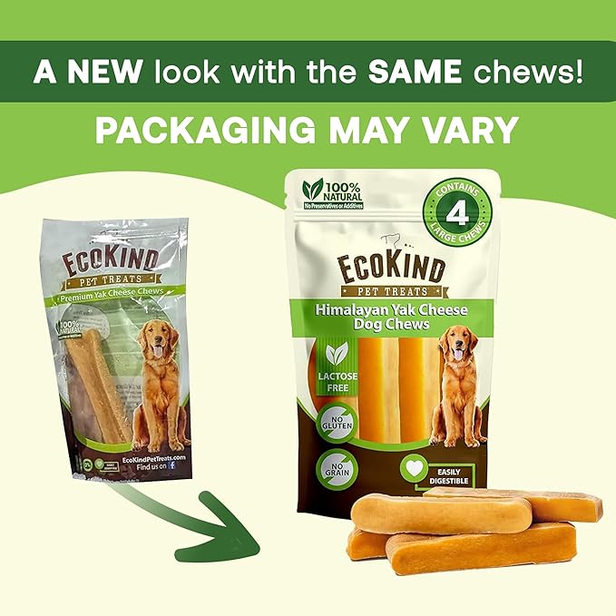EcoKind Monster Himalayan Yak Cheese Dog Chew, XL Dogs Chews, Rawhide Free, Dog Chew Stick for Aggressive Chewers, Indoors Outdoor Use, Healthy Dogs Treats, Made in The Himalayas -XL Large (Pack of 2)