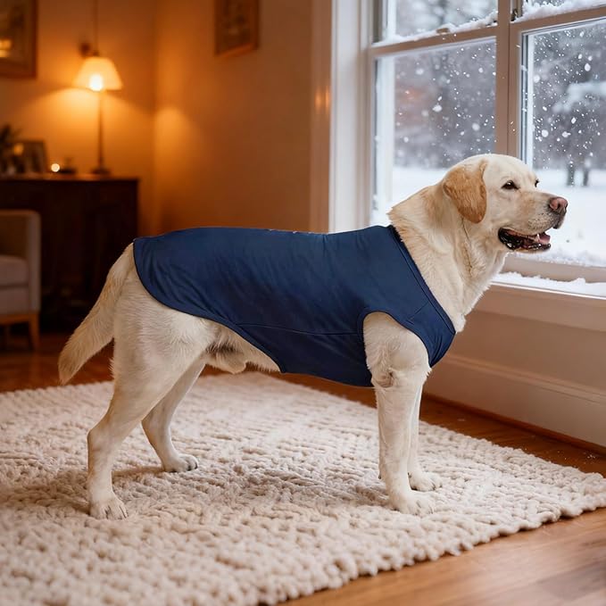 KOOLTAIL Boy Dog Clothes for Large Dogs, 2 Pack Cotton Fall/Winter Warm Dog T Shirts Coats for Outdoor, UV & Insect Protection Anti-Hair Loss & Lightweight Pet Vest Tank Tops Apparel,Blue&Grey,2XL