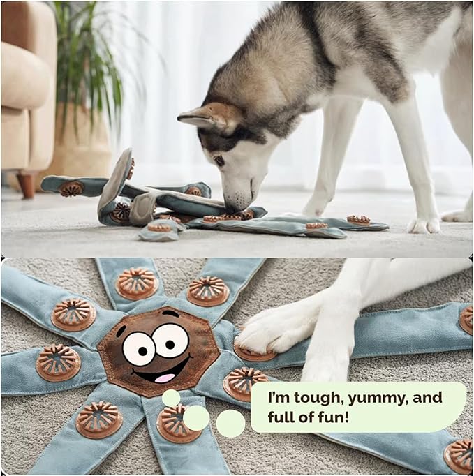 Durable Dog Puzzle Toy, Interactive Enrichment Treat Dispensing Toy for Dogs, Mentally Stimulating Brain Game for Power Chewers, Machine Washable & Eco-Friendly, 31.5in Star Shaped Dog Chew Toy