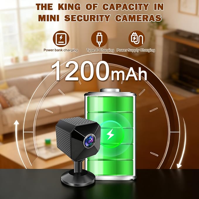 Mini HD 4K Wireless Camera Portable Nanny Cam with Night Vision, Motion Detection, and Phone App Live View - Compact Security Pet Camera for Home/Office 24/7 Cycle Save Video (Cube)