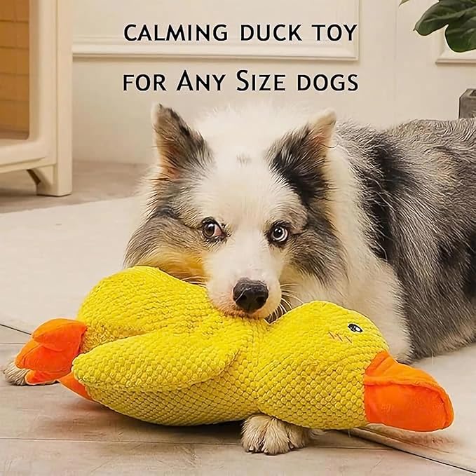 Calming Duck Emotional Support Dog Toy - Unbreakable Plush for Aggressive Chewers, Resistant Squeaky Interactive Toy for Indoor/Outdoor Play (Pink)