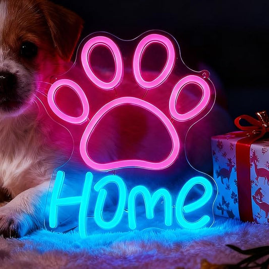 Pet Neon Sign - USB Powered Dog Crate Accessories, 9-Level Dimming Dog Gifts Cat Gifts LED Night Light for Pet House Puppy Supplies