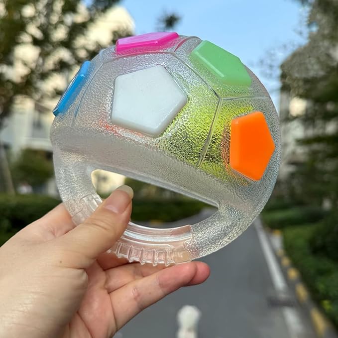 TPR Dog Soccer Ball, Animal Dog Toys Soccer Ball TPR Interactive Cat Balls, Dogs Calming Balls with Handle, Toys Indestructible for Aggressive Chewers, Squeaky Floating for Dogs