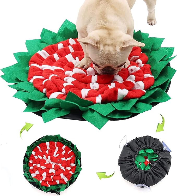 Puzzle Dog Snuffle Mat, Interactive Feed Game for Boredom, Pet Snuffle Feeding Mat,Encourages Natural Foraging Skills for Pets for Smell Training and Slow Eating,Machine Washable