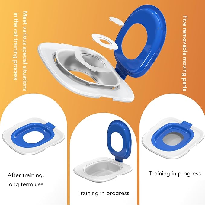 Cat Toilet Training Kit, Reusable Cat Toilet Trainer Urinal Removable Pet Toilet Training System, Professional Cat Urinal Seat Trainer for Home Pet Shop (Blue)