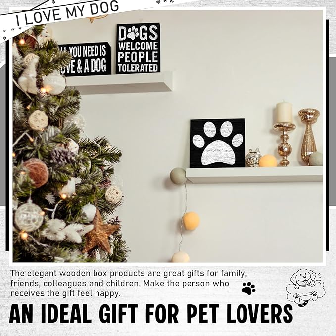6 Pcs Dogs Gift for Women Wood Signs Decor for Dog Lovers Gift Rustic Farmhouse Wall Desk Shelf