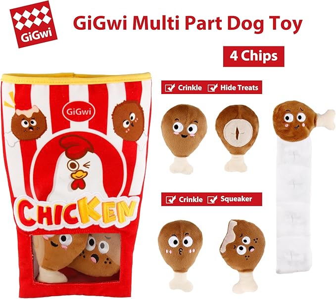 Gigwi Interactive Dog Puzzle Toys, Enrichment Snuffle Dog Toys for Boredom and Stimulating, 4 Packs Crinkle Dog Squeaky Toy for Small, Medium and Large Dogs