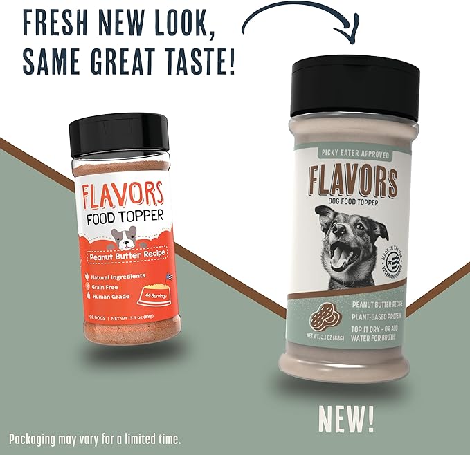 Flavors Dog Food Topper, Freeze-Dried, Grain-Free, (3 Pack), 3.1 oz - Peanut Butter Recipe