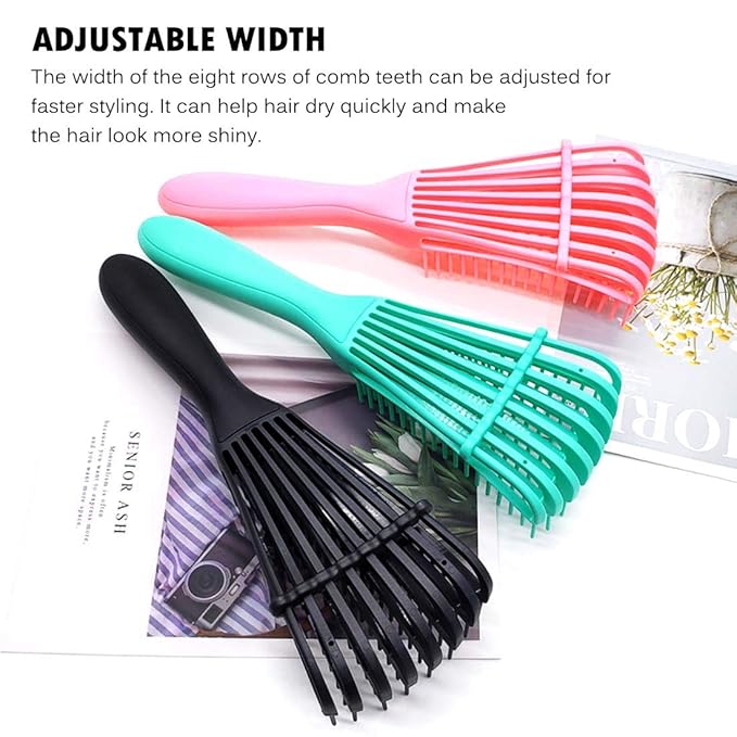 Detangling Brush for Afro America/African Hair Textured 3a to 4c, Knots Detangler Scalp Massage Comb Hair Detangler for Women (3 pcs, 3-Purple)