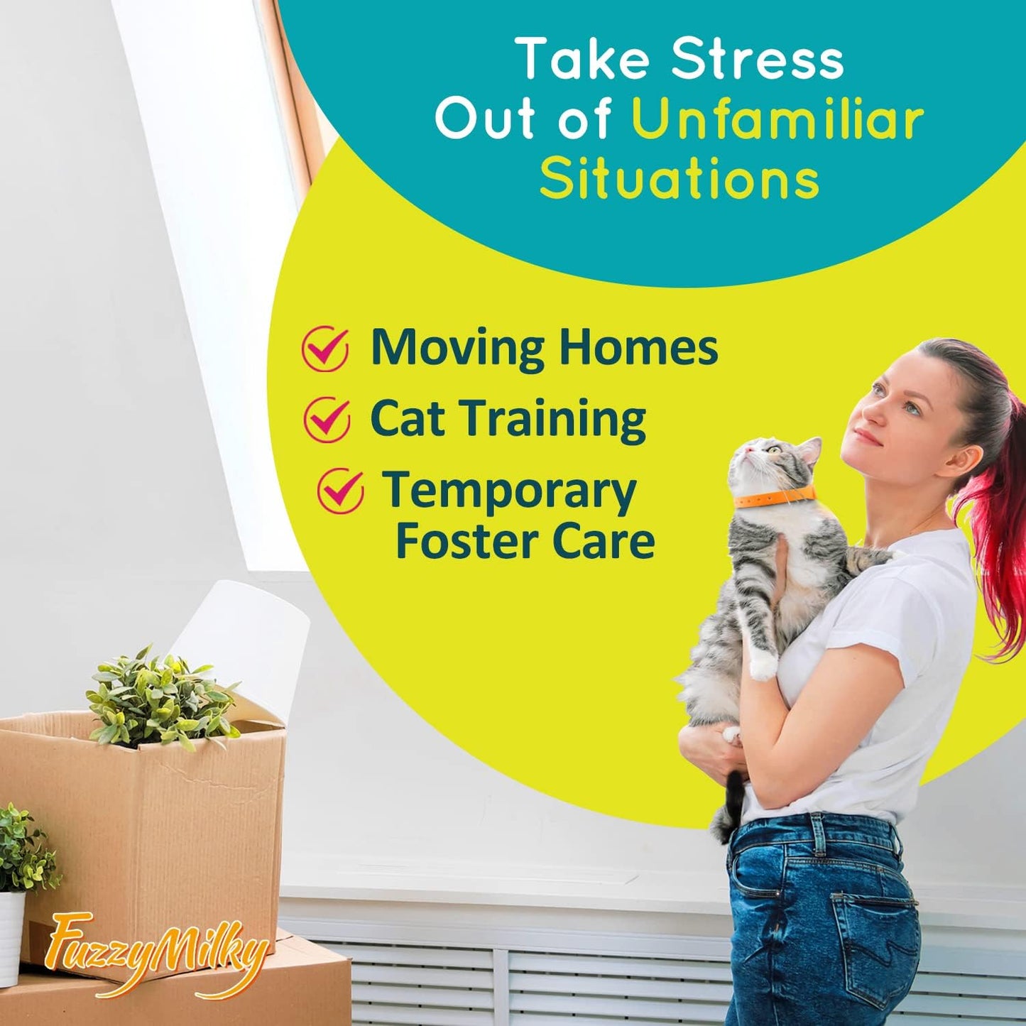 FetchMart Calming Collar for Cats — Pheromone Anxiety Relief | 4-Pack, 4 Weeks Each