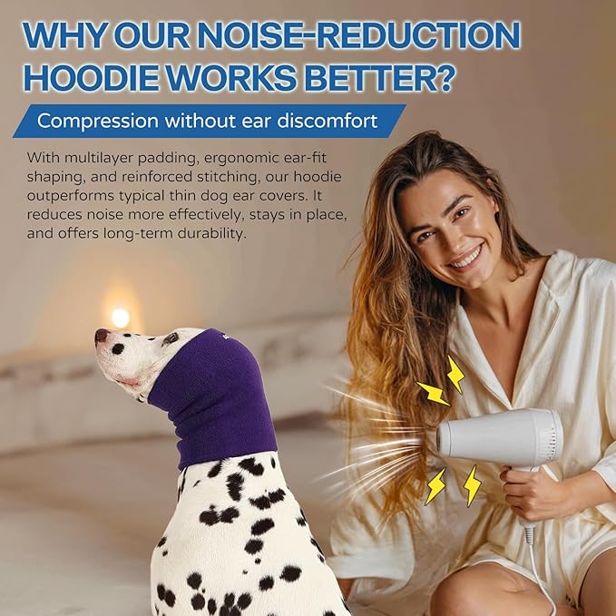 Dog & Cat Calming Hoodie – Soft Double-Layer Ear and Neck Cover for Anxiety Relief & Noise Protection, Elastic Pet Head Wrap for Grooming, Bath, Drying & Fireworks