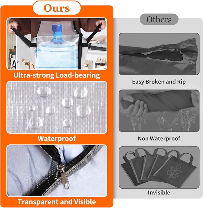 6 Pack Clear Storage Bags for Comforter, Clothes & Bedding, Plastic Blanket Storage with Zipper and Handle, Moving Bags, Closet Organizer and Under-Bed Storage (90L)