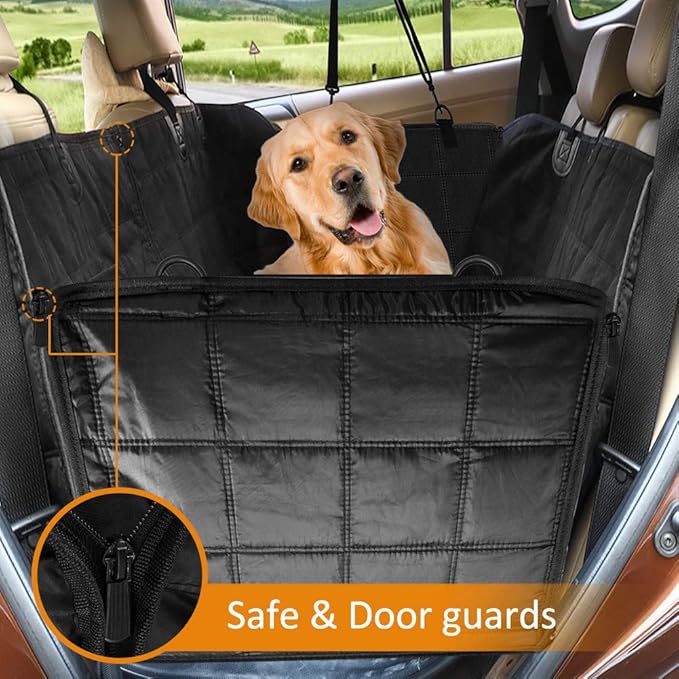 XLarge Dog Car Seat Cover for Back Seat Dog Seat Cover Hammock for Truck SUV - Waterproof Pet Car Seat Protector for Backseats, Black XL