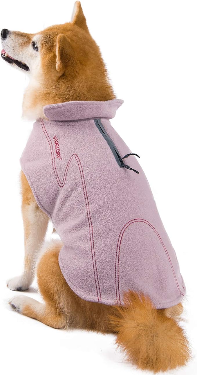 VIVAGLORY Dog Fleece Coat Warm Jacket with Hook and Loop Fastener, Easy to Take on and Off, Winter Vest Sweater for Small Medium Large Dogs Puppy Windproof Clothes for Cold Weather, Pink, XXS
