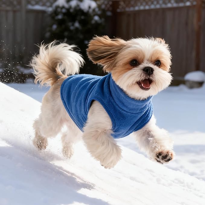 PUPTECK 3 Pack Fleece Dog Sweaters Winter Coat for Small Dogs, Pullover Jacket Pet Cat Fall Clothes Puppy Sweatshirt Soft Warm Vest for XS S Medium Dogs, Navy&Blue&Light Blue, L