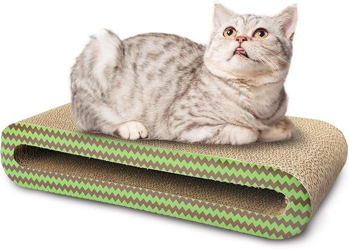 PAWISE Reversible Cat Scratcher Bed – Durable Cardboard Cat Scratch Pad & Lounge Couch, Scratching Board Sofa for Indoor Cats & Kittens, Multi-Purpose Cat Scratcher & Resting Spot