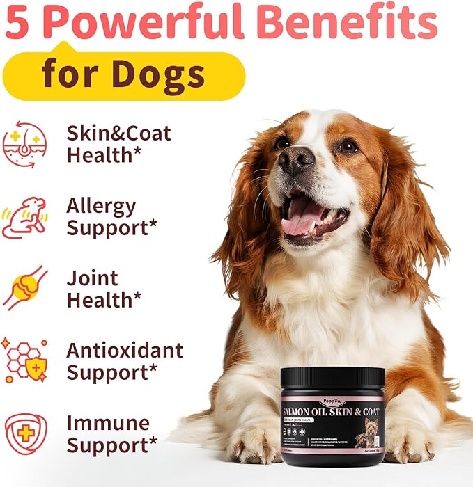 Salmon Oil for Dogs Skin & Coat, 13 in 1 Wild Alaskan Fish Oil for Dogs - Omega 3 EPA & DHA & ALA Fatty Acids, Dog Allergy Relief Chews, Joint & Immune Support, 90 Count, Chicken Flavor, Soft Chews