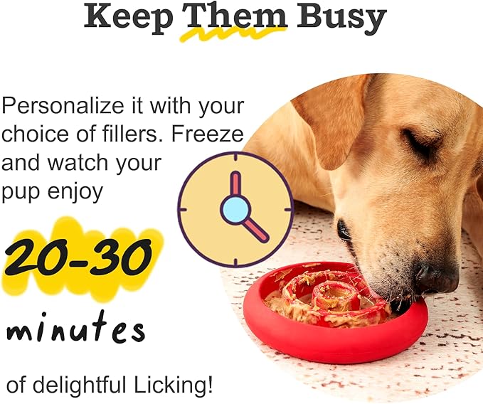 Slow Feeder Lick Mat for Dogs - Keep Them Busy - Natural Rubber Dog Frozen Treat Toys - Durable Interactive Enrichment Toys - Licking Dish for Dog De-Stressing, Blue