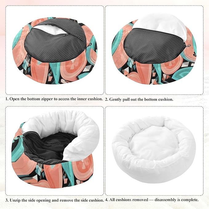 Paisley Pet Dog Bed Calming Anti Anxiety fluffier Calming Bed for Small Size Pets Sleeping