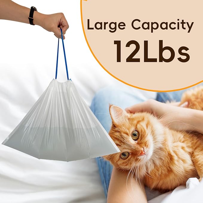 150 Counts Cat Litter Box Liners Bag Fit For MW-SC01/MW-SC02/MW-LR01 Automatic Self Cleaning Cat Litter Box, Waste Bags, 18" x 12.6"Heavy Duty Replacement Trash Bags with Drawstring
