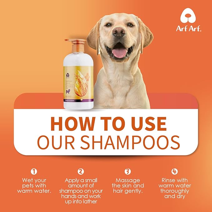Arf Arf Oatmeal Dog Conditioner for Sensitive Skin - Soothing Anti-Itch & Detangling Formula for Dry, Itchy Skin & Matted Fur - Gentle for Puppies & All Breeds - 16oz