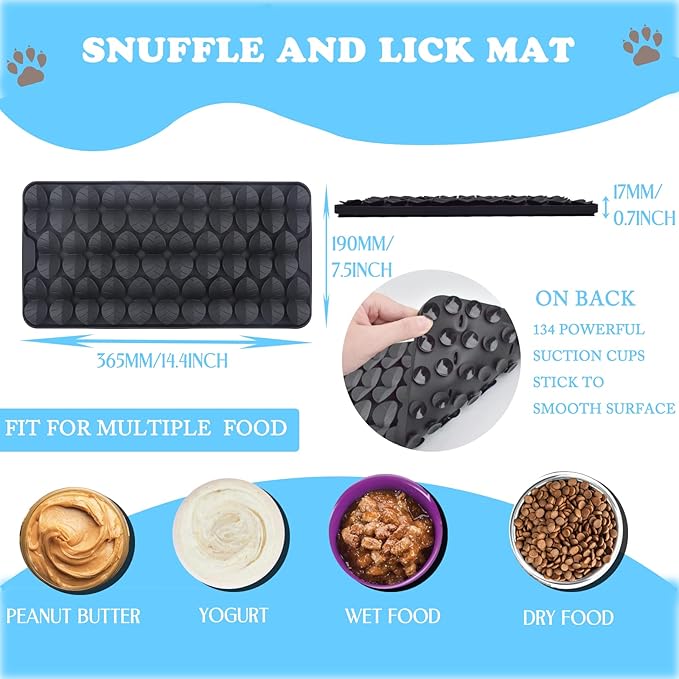 Silicone Snuffle Mat for Dogs Slow Feeder Lick Mat with Suction Cups Dogs Sniff Mat Dogs & Cats Entertainment Toys for Boredom(Black)