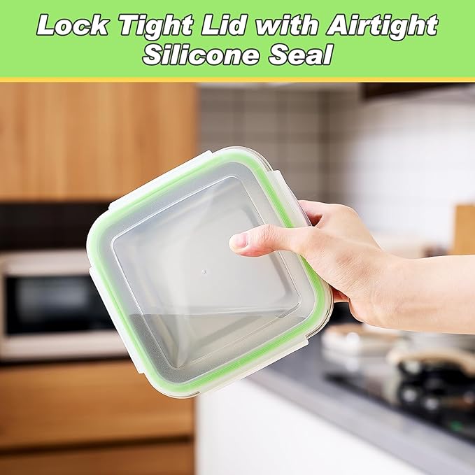 8 Pack Stainless Steel Sandwich Containers with Lids 25.4 oz Metal Food Container for Lunch Boxes with Airtight Silicone Seal for Sandwiches and Snacks (Green)