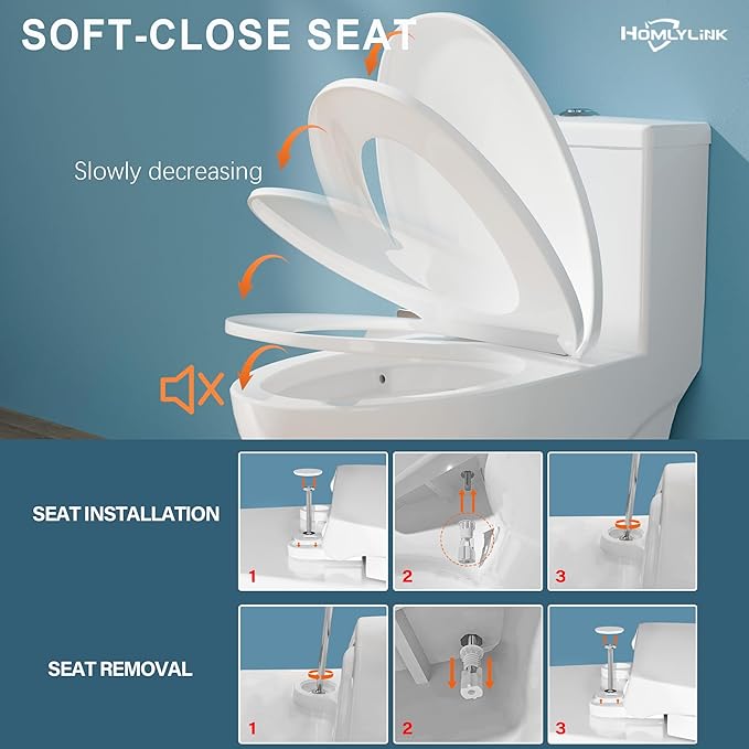17 Inch Elongated Modern Tall Toilet for Bathroom, Tornado Flush One Piece ADA High Toilet, Dual Botton 1.0/1.28 GPF, Chair Height, Comfort Bowl Heigh 16.5", Seat Height 17.5", White