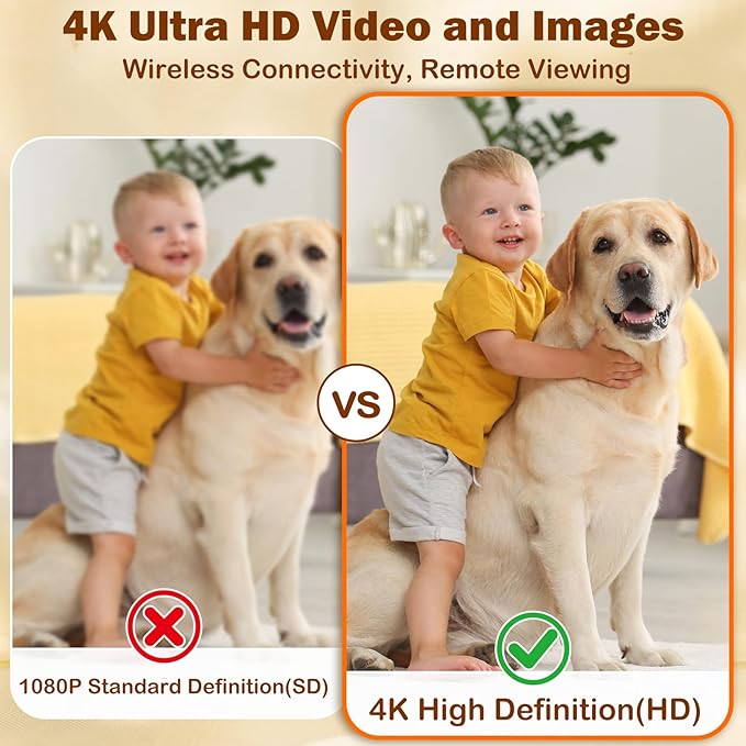 Mini HD 4K Wireless Camera Portable Nanny Cam with Night Vision, Motion Detection, and Phone App Live View - Compact Security Pet Camera for Home/Office 24/7 Cycle Save Video (Small)