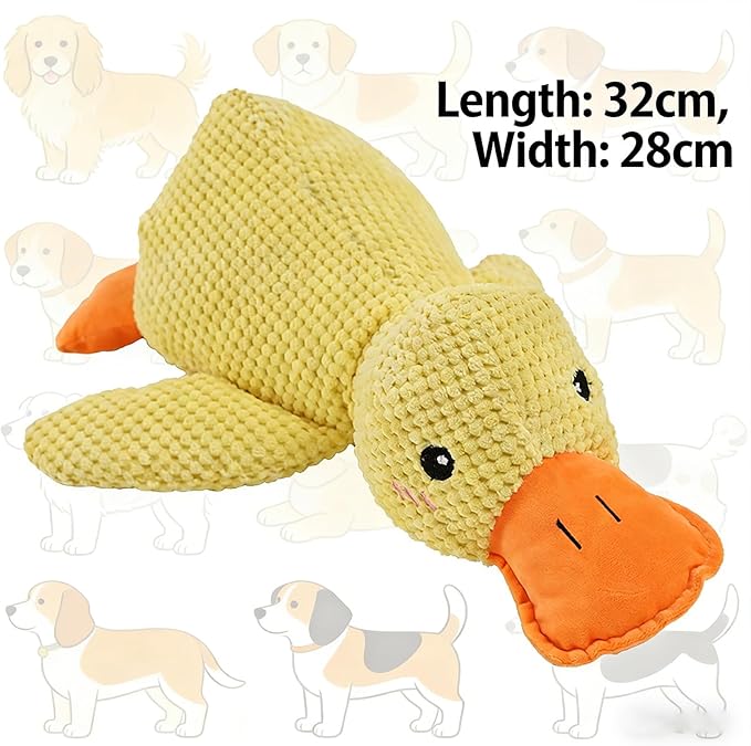 Anti-Destructive Pet Anxiety Relief Duck Toy, Calming Duck Toy for Dogs, 12.6in/32cm Dog Stress Relief Duck, 2026 New Upgraded Plush Soft Stuffed Puppy Dog Toy for Small Medium Dogs (Yellow-1 Pc)