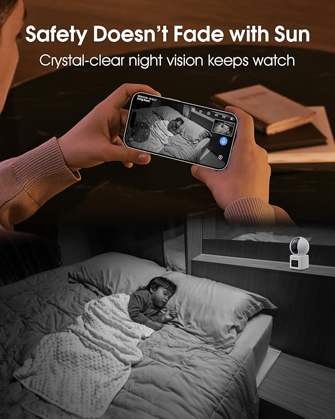Dual Lens Indoor Security Camera, 2.5K WiFi 6 Pet Camera with Phone App, 360° Dog Camera for Home Security, 5GHz Wireless, 2-Way Audio, Motion Tracking, Night Vision, Baby Monitor