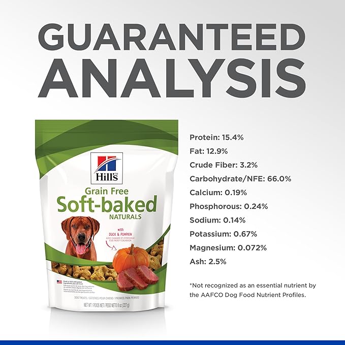Hill's Grain Free Soft Baked Naturals, All Life Stages, Great Taste, Dog Treats, Duck & Pumpkin, 8 oz Bag