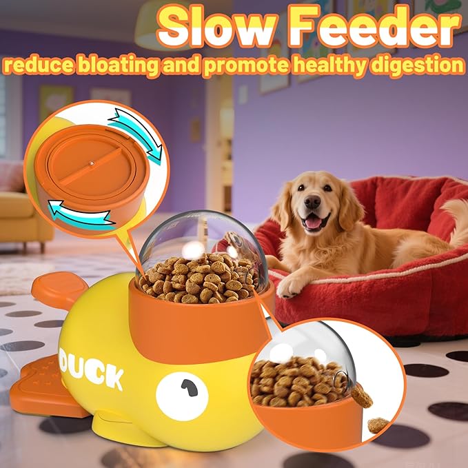 2pcs Dog Interactive Treat Dispenser Toy Food Puzzle Slow Feeder Duck-Shaped Dog Puzzle Feeders for Small Medium Dogs Cats IQ Training Reduces Bloating for Healthy Eating