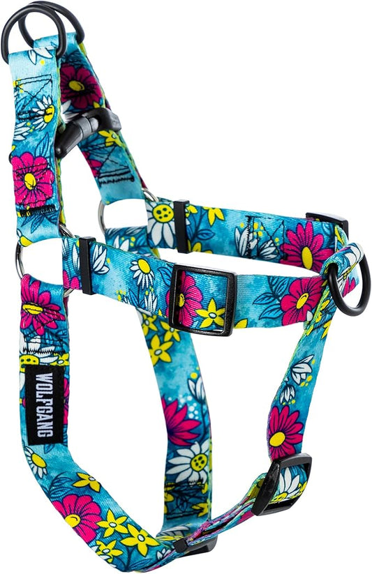 Wolfgang Heavy Duty Adjustable Dog Harness, Pull-Tested to Over 800 lbs for Walking & Training, LazyDaisy Print, Small