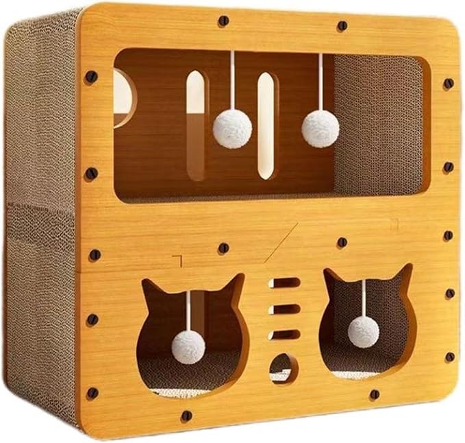 Cat Scratcher Cardboard House, 2 Floor Kitty Scratching Pad Lounger Bed, Kitten Small Animals Play, Rest, Sleep,Scratch Post Box,Durable Board Entertain Feline Friends Prevent Furniture Damage