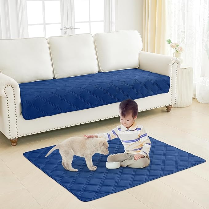 Smiry Waterproof Dog Bed Cover Blanket 30x70, Soft Reversible Pet Blanket, Washable Leakproof Cats Dogs Couch Cover for Sofa, Couch, Furniture, Lattice, Navy/Blue