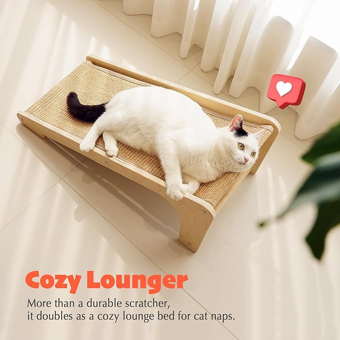 PETKARAY L Shape Cat Scratcher, Sisal Kitty Scratching Ramp, Vertical Scratch Pad for Indoor Cats, 25.2" Furniture Protector with Catnip for Christmas