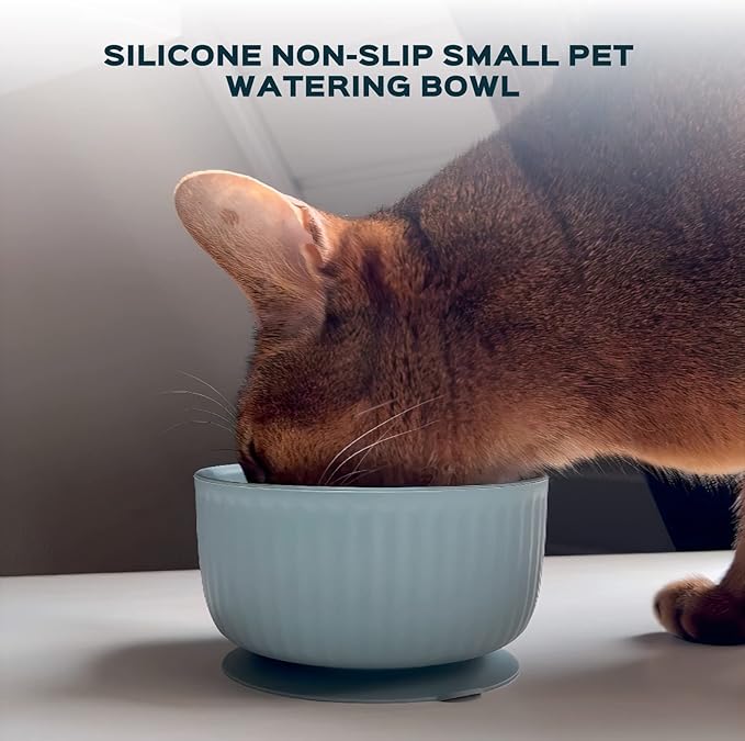 Cat Bowls with Suction Cup 13 Oz — Elevated Silicone Pet Dish with Non-Slip Bottom for Dry Food, Wet Food and Water (Terracotta)