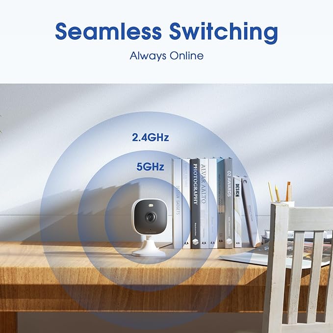 4MP Indoor Cameras for Home Security, Outdoor Security Camera Indoor, 2.4g/5g Cameras for House/Pet/baby, Wired, Plug and Play, Color Night Vision, Support 128G Card Storage (Not Included), 4PCS
