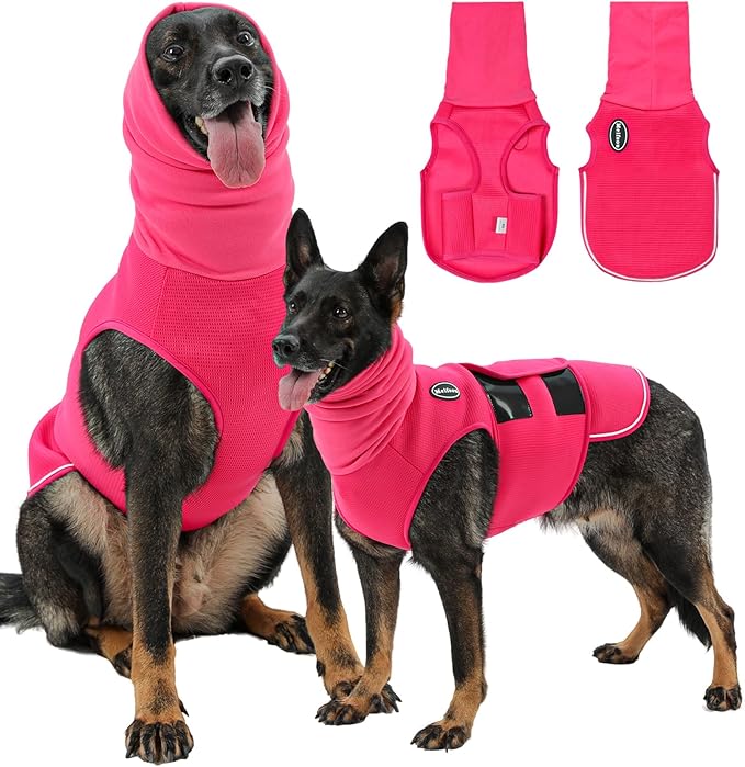Dog Anxiety Vest with Hood, Skin-Friendly Thunder Jacket for Dogs, All-in-One Dog Calming Shirt with Hood for Thunder, Fireworks, Separation - Keep Pet Calm Without Medicine, Rose, XS