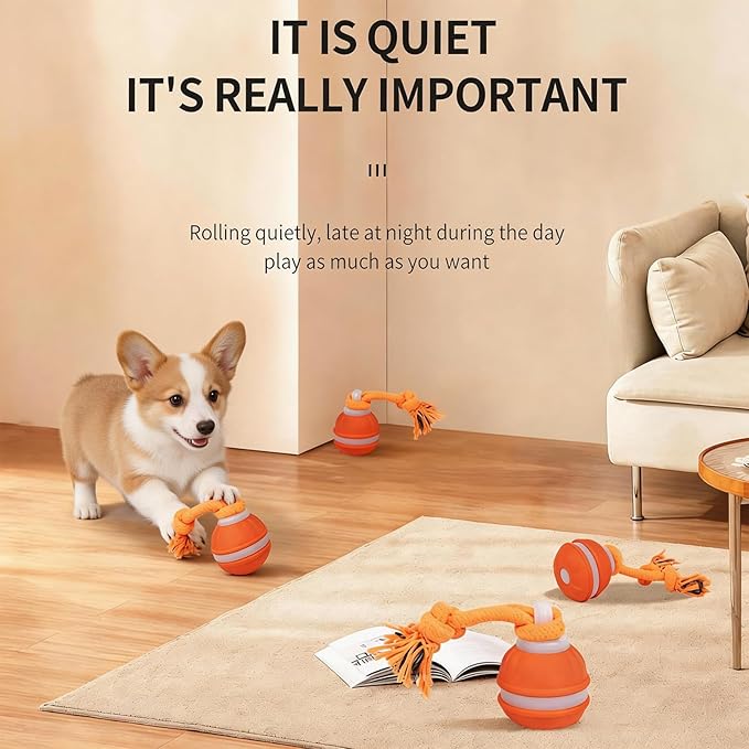 Interactive Dog Toy - Automatic Rolling Ball with Bird Sound, Durable Chew Toy for Small Medium Dogs & Cats, Type-C Rechargeable (Orange)