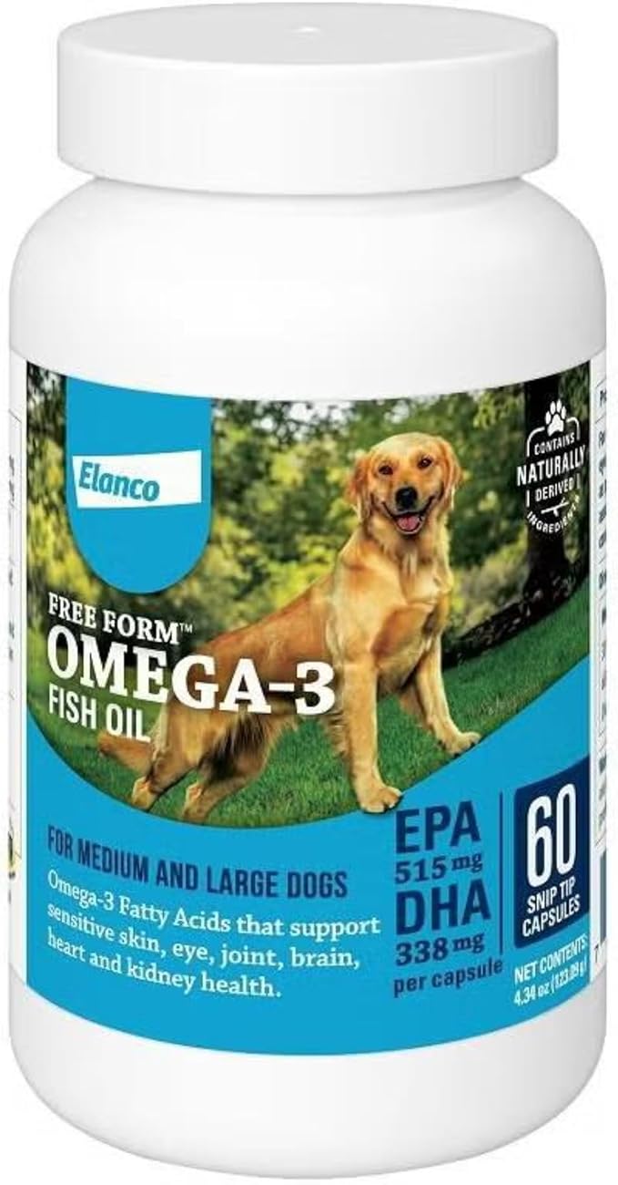 Snip Tips Omega-3 Fish Oil Liquid Supplement for Medium & Large Dogs, 60 Count