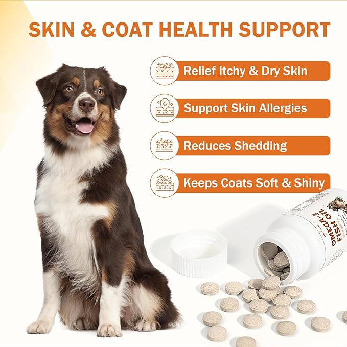 Allergy & Itch for Dogs - Omega 3 Fish Oil Skin and Coat Chews Tablet - Dog Itching & Ears Relief - Reduced Seasonal Allergies Shedding Dry Skin Itchy Paws Hot Spots Treatment