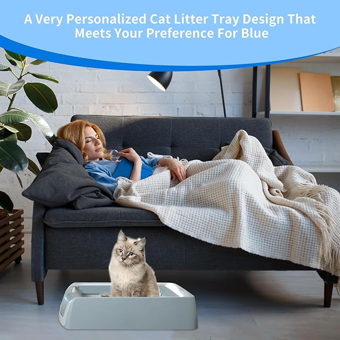 Upgraded Cat Litter Tray,Compatible with Petsafe Litter Self-Cleaning Scoop-Free Box,Non-Odor & Stains & Deformde,Easy Clean,Blue Color